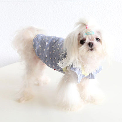 【犬服 犬 服 犬の服 秋服 冬服用】袖のフリルがかわいいキャミソール【裏起毛 リボン 花柄 ふかふか あったか ドッグ ペット ウェア ダックス トイプードル チワワ タムベディ キュート】[CN]