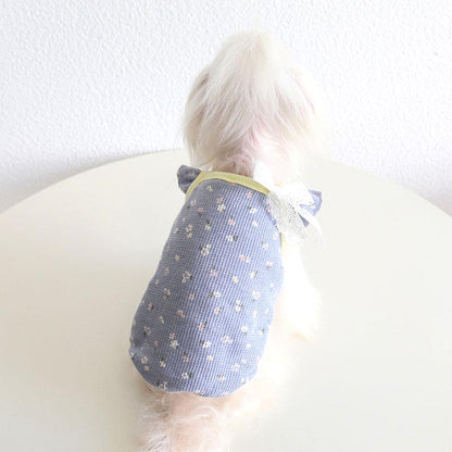 【犬服 犬 服 犬の服 秋服 冬服用】袖のフリルがかわいいキャミソール【裏起毛 リボン 花柄 ふかふか あったか ドッグ ペット ウェア ダックス トイプードル チワワ タムベディ キュート】[CN]