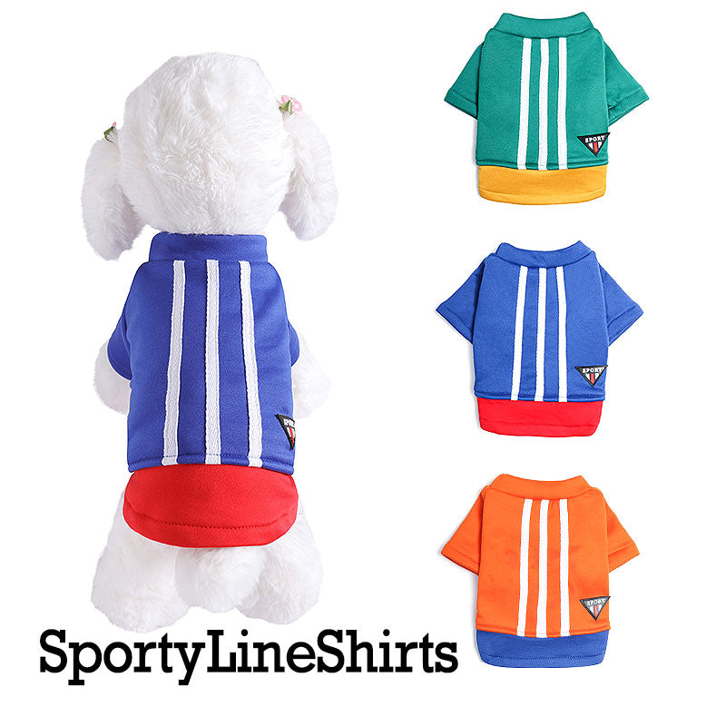 【犬服 犬 服 犬の服】スポーツラインシャツ【ドッグウェア 裏起毛 ペット アウトレット ダックス トイプードル チワワ 服 タムベディ かっこいい パグ】[CN]
