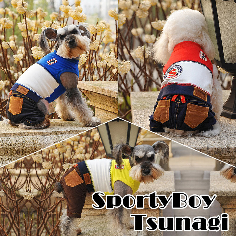 【犬服 犬 服 犬の服】スポーティボーイつなぎ【ドッグウェア ペット つなぎ アウトレット ダックス トイプードル チワワ 服 タムベディ かっこいい シーズー】[CN][GI]