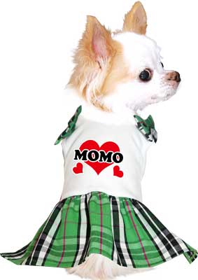【犬服 犬 服 犬の服 名入れ】愛犬のお名前入り ショルダーリボン ワンピース【ドッグウェア ハート 女の子 ダックス トイプードル チワワ おしゃれ ポメラニアン タムベディ】(H/)
