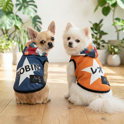 【犬服 犬 服 犬の服 秋服 冬服用】愛犬のお名前入り スターマインパーカー【星 男の子 フード ワッペン 日本製 ドッグ ペット ウェア ダックス トイプードル チワワ タムベディ おしゃれ シーズー】(S/3/T/H/)
