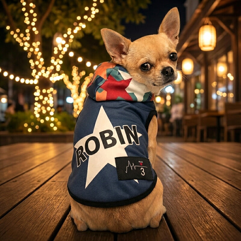 【犬服 犬 服 犬の服 秋服 冬服用】愛犬のお名前入り スターマインパーカー【星 男の子 フード ワッペン 日本製 ドッグ ペット ウェア ダックス トイプードル チワワ タムベディ おしゃれ シーズー】(S/3/T/H/)