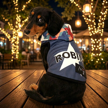 【犬服 犬 服 犬の服 秋服 冬服用】愛犬のお名前入り スターマインパーカー【星 男の子 フード ワッペン 日本製 ドッグ ペット ウェア ダックス トイプードル チワワ タムベディ おしゃれ シーズー】(S/3/T/H/)