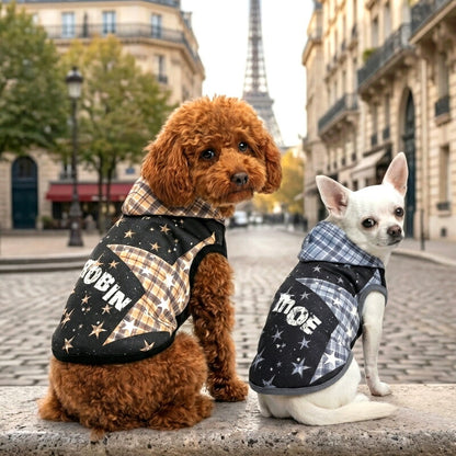 【犬服 犬 服 犬の服 春秋服 冬服用】愛犬のお名前入り ステラチェックパーカー 【スター 星 日本製 オリジナル ドッグ ペット ウェア ダックス トイプードル チワワ タムベディ おしゃれ マルチーズ】(S/3/N/H/)