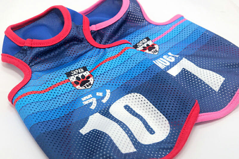 【犬服 犬 服 犬の服 秋服 冬服用 名入れ】愛犬のお名前入り サッカーユニフォーム メッシュタンクトップ【ドッグウェア ペット タンクトップ チワワ ダックス トイプードル 日本代表 柴犬 タムベディ】(S/M/T/H/)