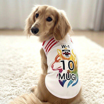 【犬服 犬 服 犬の服 秋服 冬服用 名入れ】愛犬のお名前入り サッカーユニフォーム タンクトップ【ドッグウェア ペット スポーツ パピー トイプードル チワワ ダックス 日本代表 シュナウザー タムベディ】(S/3/T/H/)