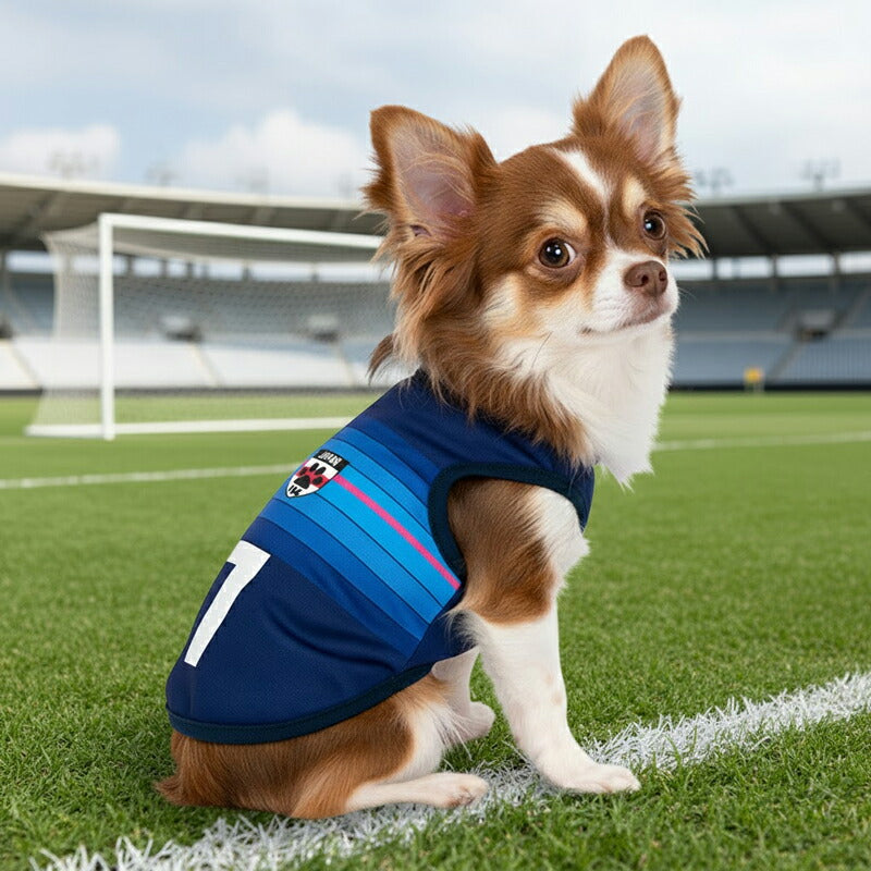 【犬服 犬 服 犬の服 秋服 冬服用 名入れ】愛犬のお名前入り サッカーユニフォーム タンクトップ【ドッグウェア ペット スポーツ パピー トイプードル チワワ ダックス 日本代表 シュナウザー タムベディ】(S/3/T/H/)