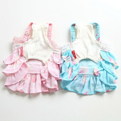 【犬服 犬 服 夏 犬の服 春服用】3段フリルのスイカキャミワンピース【ドッグウェア レース パステル リボン ペット ダックス トイプードル チワワ タムベディかわいい ポメラニアン】[CN]