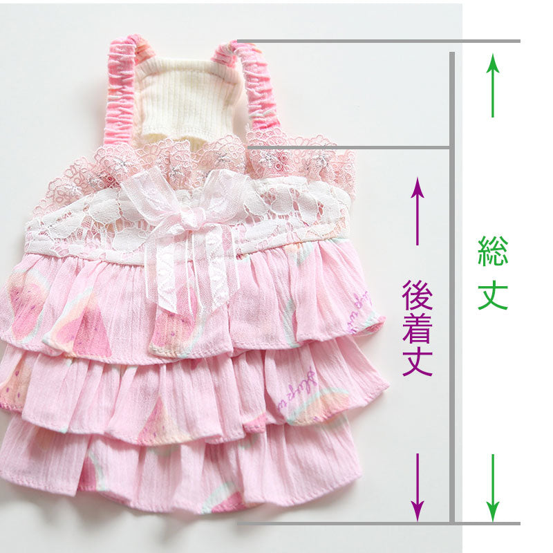 【犬服 犬 服 夏 犬の服 春服用】3段フリルのスイカキャミワンピース【ドッグウェア レース パステル リボン ペット ダックス トイプードル チワワ タムベディかわいい ポメラニアン】[CN]