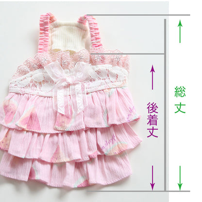 【犬服 犬 服 夏 犬の服 春服用】3段フリルのスイカキャミワンピース【ドッグウェア レース パステル リボン ペット ダックス トイプードル チワワ タムベディかわいい ポメラニアン】[CN]