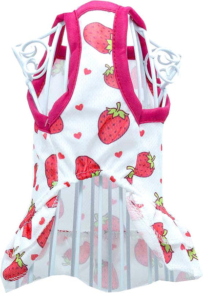 【犬服 犬 服 犬の服 春服 夏服用】サマーキャミワンピース【メッシュ フルーツ 蝶々 2段フリル ドッグ ペット ウェア アウトレット ダックス トイプードル チワワ タムベディ パグ】[CN]