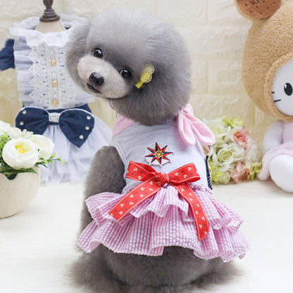 【犬 夏服 犬の服 春服用】サンライズワンピース【ドッグウェア ペット フリル セーラー リボン アウトレット ダックス トイプードル チワワ 服 タムベディ おしゃれ シーズー】[CN]
