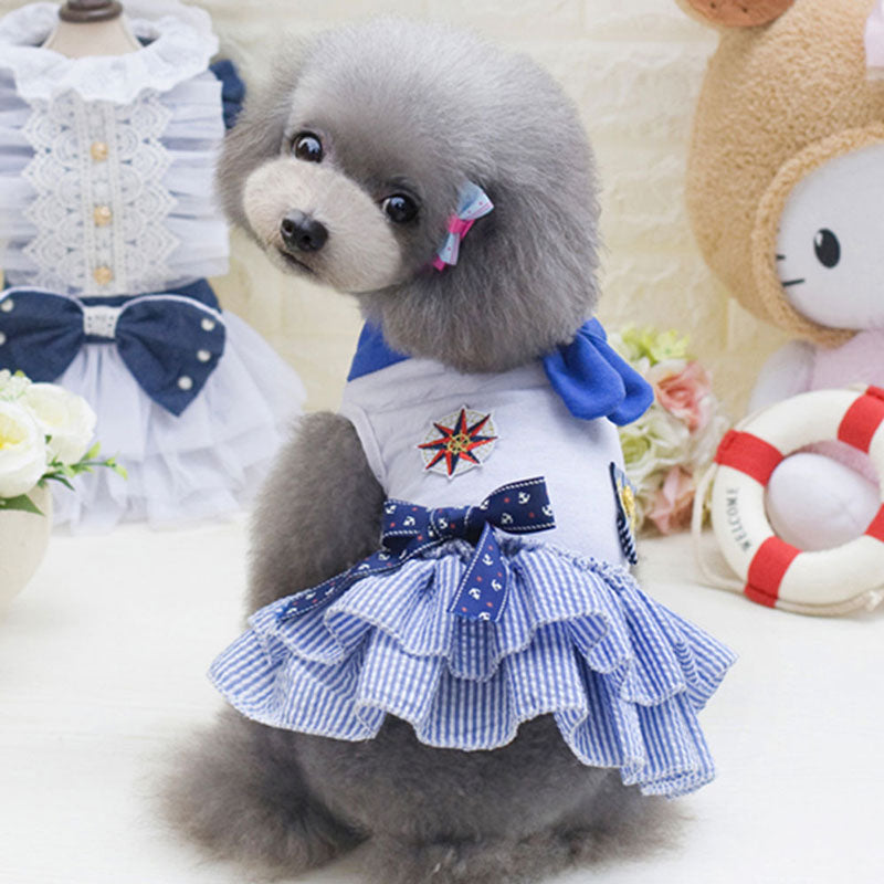 【犬 夏服 犬の服 春服用】サンライズワンピース【ドッグウェア ペット フリル セーラー リボン アウトレット ダックス トイプードル チワワ 服 タムベディ おしゃれ シーズー】[CN]