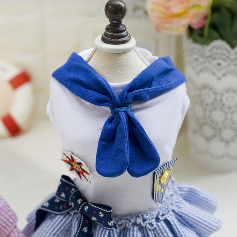 【犬 夏服 犬の服 春服用】サンライズワンピース【ドッグウェア ペット フリル セーラー リボン アウトレット ダックス トイプードル チワワ 服 タムベディ おしゃれ シーズー】[CN]