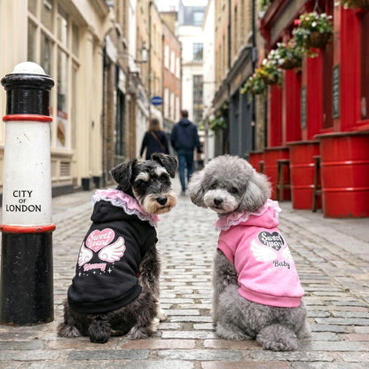【犬服 犬 服 犬の服 名入れ 秋服 冬服用】愛犬のお名前入り スイートハートパーカー【トレーナー フリル レース ハートドッグ ペット ウェア ダックス トイプードル チワワ タムベディキュート マルチーズ】(O/F/RI/L/)