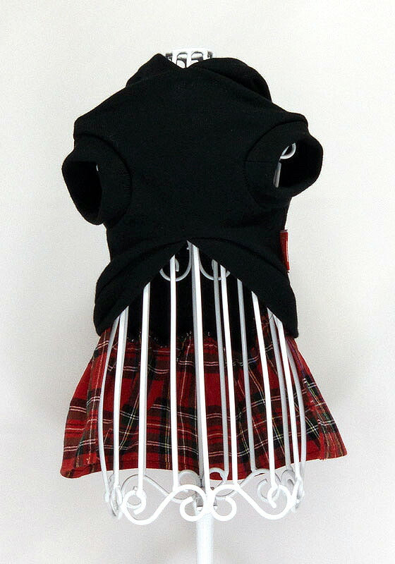 【犬服 犬 服 犬の服 名入れ 秋服 冬服用】愛犬のお名前入り タータンチェックリボンワンピース【ドッグウェア チェックリボン ハート パーカー ダックス トイプードル チワワ タムベディかわいい】(L/)