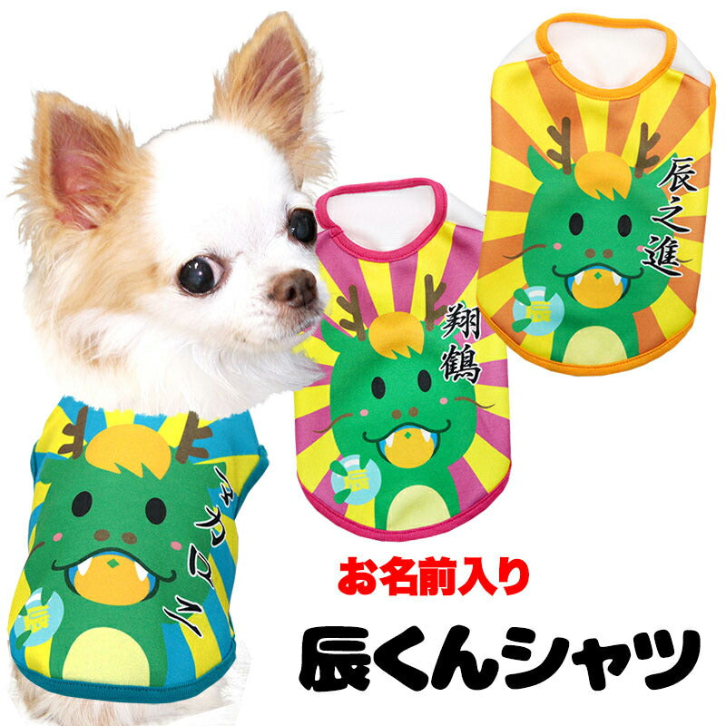 【犬服 犬 服 犬の服 名入れ 秋服 冬服用】愛犬のお名前入り 辰くんシャツ【龍 りゅう 干支 年賀状 お正月 ドッグ ペット ウェア ダックス トイプードル チワワ タムベディ楽しい マルチーズ】(S/3/N/H/)