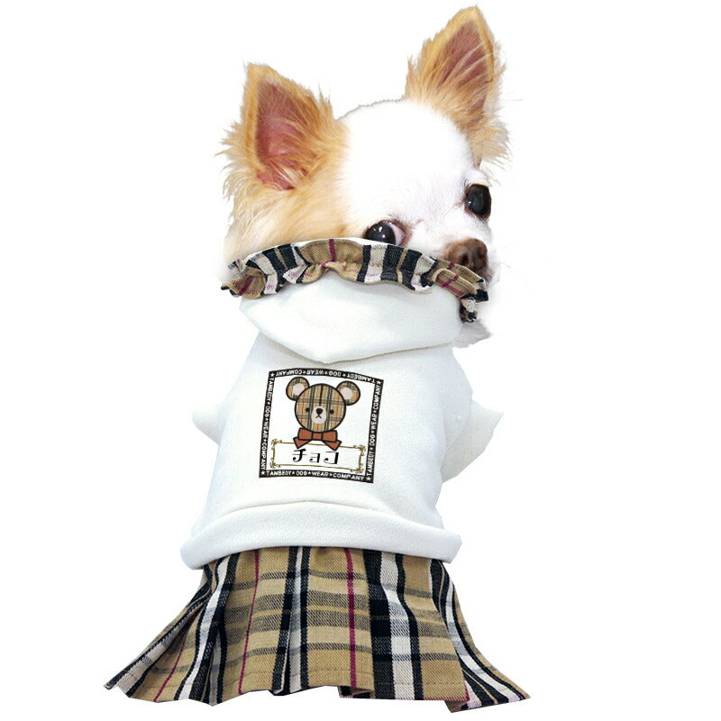 【犬服 犬 服 犬の服 名入れ 春服用】愛犬のお名前入り TBカンパニー ワンピース【くま ベア チェック フリル ドッグ ペット ウェア ダックス トイプードル チワワ タムベディかわいい ポメラニアン】