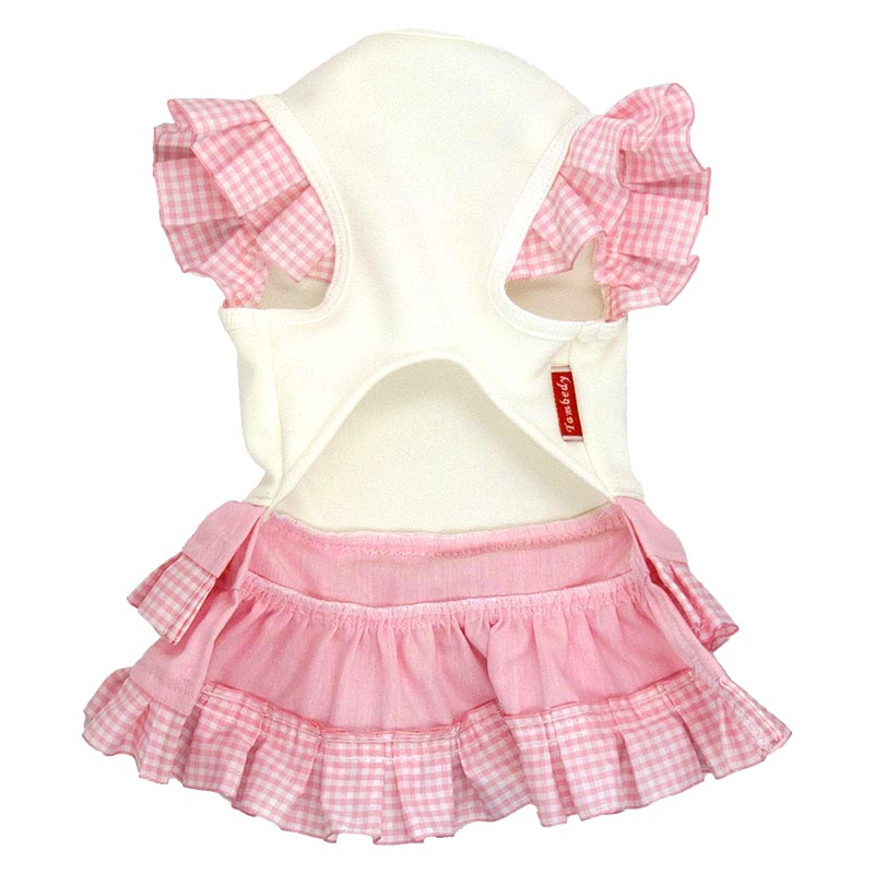 【犬服 犬 服 犬の服 名入れ 春夏 秋服用】愛犬のお名前入り TBスターワンピース【フリル チェック 袖 星ドッグ ペット ウェア アウトレット ダックス トイプードル チワワ タムベディおしゃれ】(H/)
