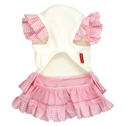 【犬服 犬 服 犬の服 名入れ 春夏 秋服用】愛犬のお名前入り TBスターワンピース【フリル チェック 袖 星ドッグ ペット ウェア アウトレット ダックス トイプードル チワワ タムベディおしゃれ】(H/)