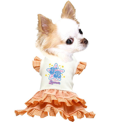 【犬服 犬 服 犬の服 名入れ 春夏 秋服用】愛犬のお名前入り TBスターワンピース【フリル チェック 袖 星ドッグ ペット ウェア アウトレット ダックス トイプードル チワワ タムベディおしゃれ】(H/)