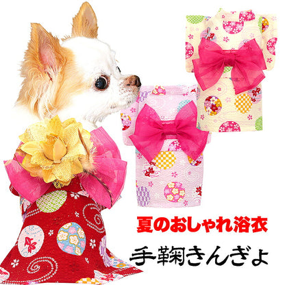 【犬服 犬 服 犬の服　春服 夏服用】手鞠きんぎょ浴衣 ゆかた 《名入れ可能》《コサージュ別売》【日本製 祭り 和柄 花火大会 インスタ映え 七五三 金魚 ドッグ ペット ウェア ダックス トイプードル チワワ タムベディ かわいい】