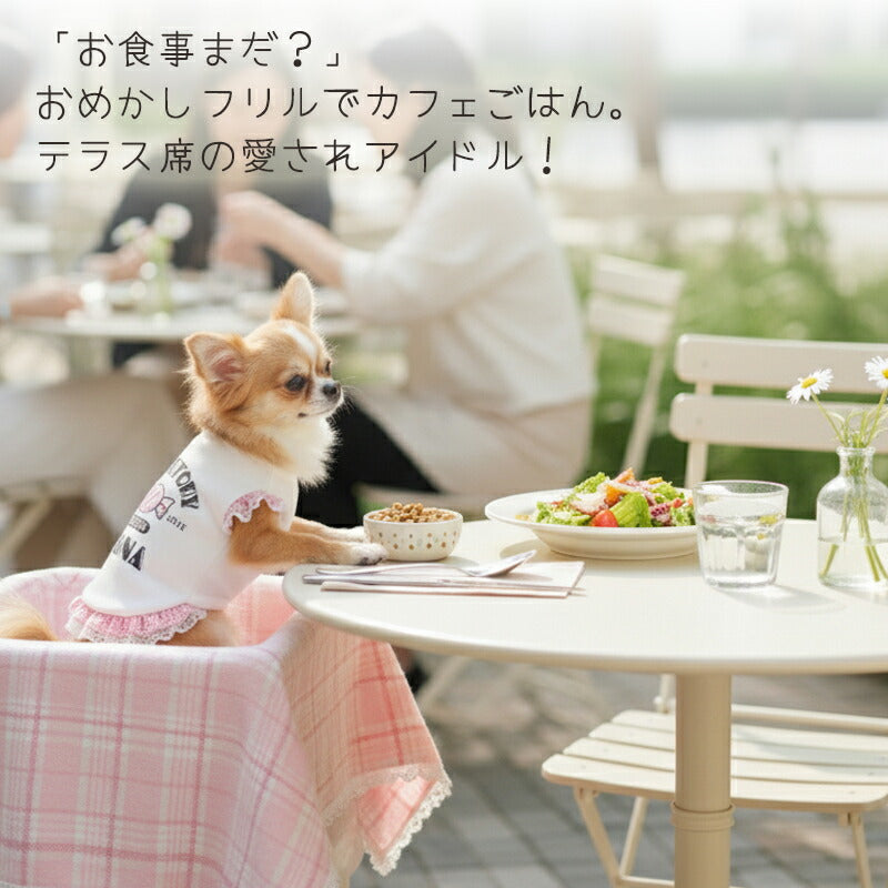【犬服 犬 服 犬の服 名入れ 春夏服 秋冬服用】愛犬のお名前入り Tファクトリーワンピース【日本製 フリル チェック レース 抜け毛対策 ドッグ ペット ウェア トイプードル チワワ タムベディ キュート ヨーキー】(O/S/W/H/)