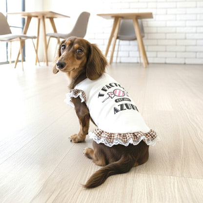 【犬服 犬 服 犬の服 名入れ 春夏服 秋冬服用】愛犬のお名前入り Tファクトリーワンピース【日本製 フリル チェック レース 抜け毛対策 ドッグ ペット ウェア トイプードル チワワ タムベディ キュート ヨーキー】(O/S/W/H/)