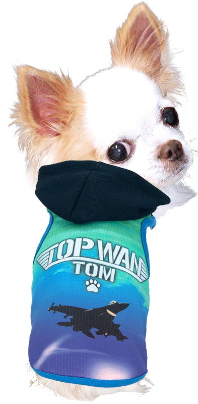 【犬服 犬 服 夏用 名入れ】ひんやり 接触冷感素材 クール 愛犬のお名前入り トップワンパーカー 【戦闘機 飛行機 空 夏 ドッグ ペット ウェア トイプードル チワワ タムベディ】(S/B/T/H/)