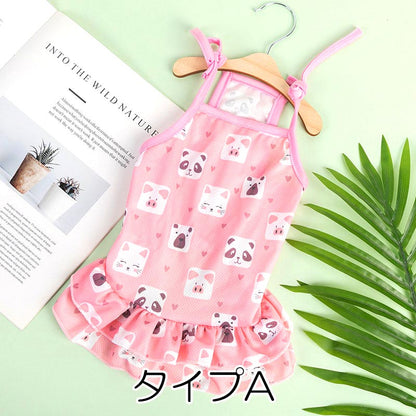 【犬服 犬 服 犬の服 春服 夏服 】とってもキュートなキャミワンピ【フルーツ ハート 花柄 キャミソール ２段フレアドッグ ペット ウェア ダックス トイプードル チワワ タムベディ シーズー】[CN]