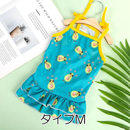 【犬服 犬 服 犬の服 春服 夏服 】とってもキュートなキャミワンピ【フルーツ ハート 花柄 キャミソール ２段フレアドッグ ペット ウェア ダックス トイプードル チワワ タムベディ シーズー】[CN]