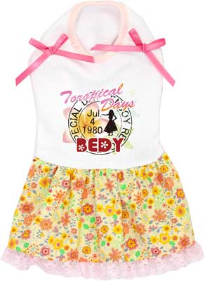 【犬 夏服 犬の服 名入れ 春服用】ひんやり 接触冷感素材 クール 愛犬のお名前入り トロピカルデイズ ワンピース 【ドッグウェア チワワ ダックス トイプードル おしゃれ 柴犬 タムベディ】(H/)[GI]