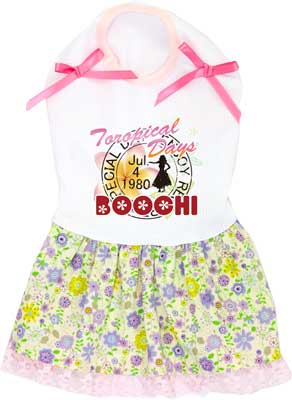 【犬 夏服 犬の服 名入れ 春服用】ひんやり 接触冷感素材 クール 愛犬のお名前入り トロピカルデイズ ワンピース 【ドッグウェア チワワ ダックス トイプードル おしゃれ 柴犬 タムベディ】(H/)[GI]