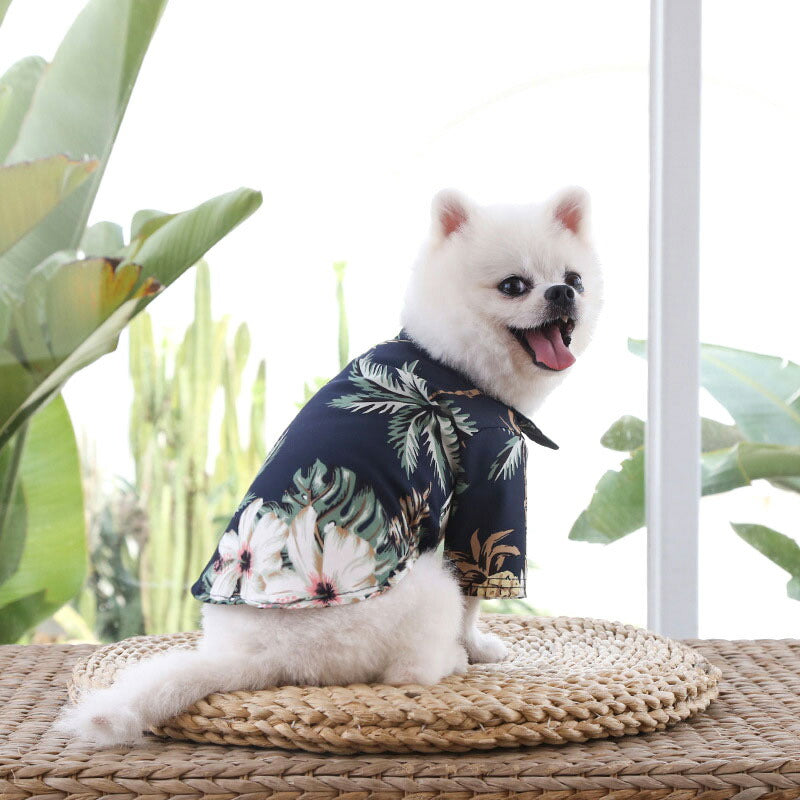 【犬服 犬 服 犬の服 春服 夏服用 】《名入れ可能》トロピカルシャツ【ドッグウェア アロハシャツ ハワイ ヤシの木 ハイビスカス ペット ダックス トイプードル チワワ タムベディ】[CN]