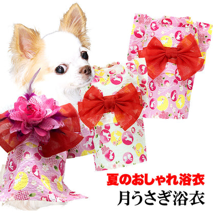 【犬服 犬 服 犬の服】《名入れ可能》《コサージュ別売》月うさぎ ゆかた(浴衣)【ドッグウェア 春服 夏服用 ペット 和柄 お祭り チワワ ダックス トイプードル タムベディ かわいい パピヨン タムベディ】【202106】[GI]
