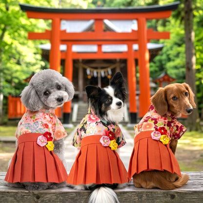 【犬服 犬 服 犬の服 秋服 冬服用】うららか袴 紬花(つむぎか)《名入れ可能》【日本製 着物 和装 お正月 初詣 年賀状 七五三 前開きドッグ ペット ウェア ダックス トイプードル チワワ タムベディ艶やか シーズー セール】
