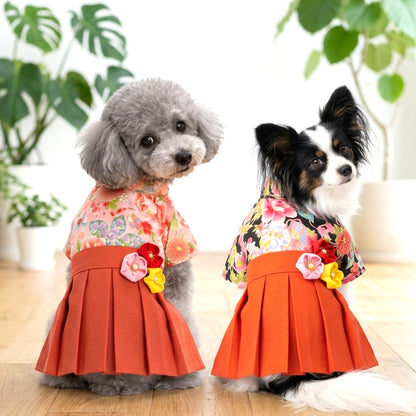 【犬服 犬 服 犬の服 秋服 冬服用】うららか袴 紬花(つむぎか)《名入れ可能》【日本製 着物 和装 お正月 初詣 年賀状 七五三 前開きドッグ ペット ウェア ダックス トイプードル チワワ タムベディ艶やか シーズー セール】