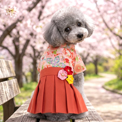 【犬服 犬 服 犬の服 秋服 冬服用】うららか袴 紬花(つむぎか)《名入れ可能》【日本製 着物 和装 お正月 初詣 年賀状 七五三 前開きドッグ ペット ウェア ダックス トイプードル チワワ タムベディ艶やか シーズー セール】