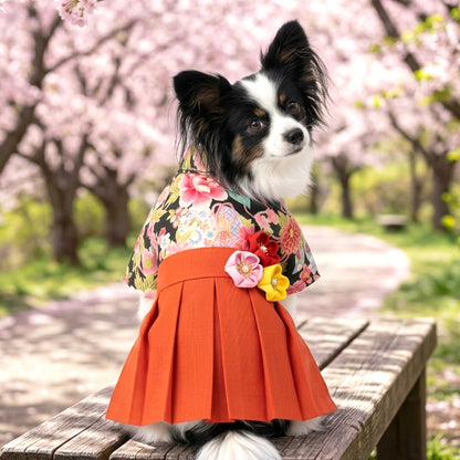【犬服 犬 服 犬の服 秋服 冬服用】うららか袴 紬花(つむぎか)《名入れ可能》【日本製 着物 和装 お正月 初詣 年賀状 七五三 前開きドッグ ペット ウェア ダックス トイプードル チワワ タムベディ艶やか シーズー セール】