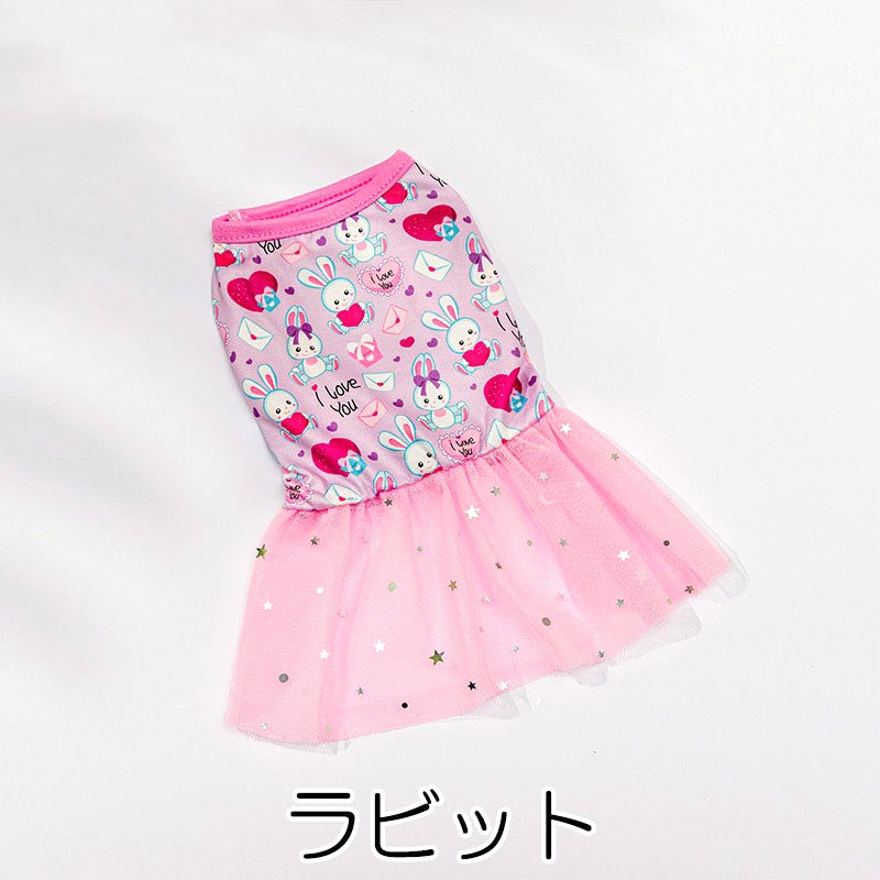 【犬服 犬 服 犬の服 春服 春夏用】チュールスカートワンピース【キラキラ ネコドッグ ペット ウェア ダックス トイプードル チワワ タムベディかわいい】[CN]