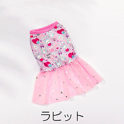 【犬服 犬 服 犬の服 春服 春夏用】チュールスカートワンピース【キラキラ ネコドッグ ペット ウェア ダックス トイプードル チワワ タムベディかわいい】[CN]