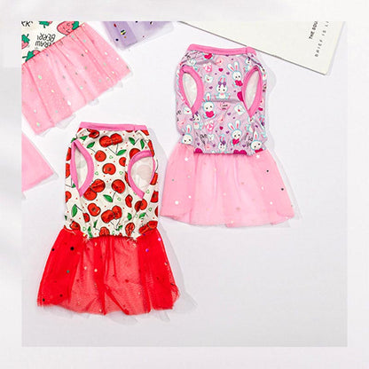 【犬服 犬 服 犬の服 春服 春夏用】チュールスカートワンピース【キラキラ ネコドッグ ペット ウェア ダックス トイプードル チワワ タムベディかわいい】[CN]