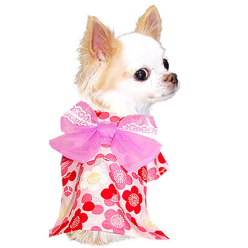 【犬 浴衣 夏服用】《名入れ可能》《コサージュ別売》梅鞠（うめまり）★ゆかた(浴衣)【ドッグウェア ペット 着物 和柄 お祭り チワワ ダックス トイプードル タムベディ かわいい ヨーキー】
