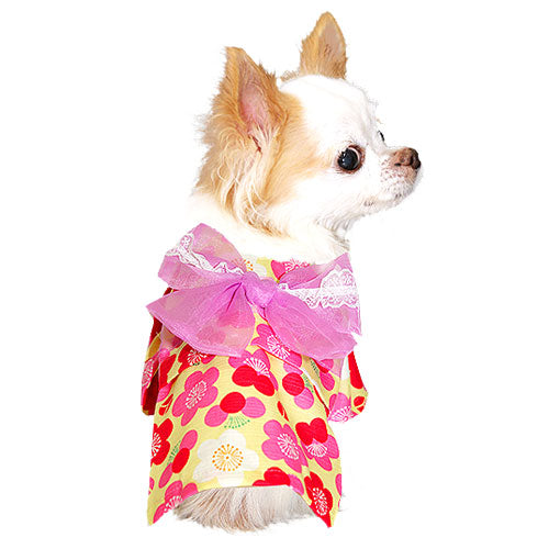 【犬 浴衣 夏服用】《名入れ可能》《コサージュ別売》梅鞠（うめまり）★ゆかた(浴衣)【ドッグウェア ペット 着物 和柄 お祭り チワワ ダックス トイプードル タムベディ かわいい ヨーキー】