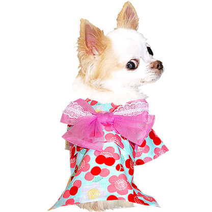 【犬 浴衣 夏服用】《名入れ可能》《コサージュ別売》梅鞠（うめまり）★ゆかた(浴衣)【ドッグウェア ペット 着物 和柄 お祭り チワワ ダックス トイプードル タムベディ かわいい ヨーキー】