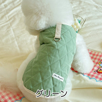 【犬服 犬 服 犬の服 秋服 冬服用】裏起毛キルティングアウター【前開きボタン ジャンパー コート 厚手 ダウン風ベスト 防寒 即納ドッグ ペット ウェア ダックス トイプードル チワワ タムベディ あったか マルチーズ】[CN]