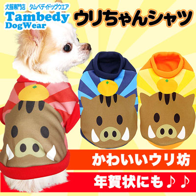 【犬服 犬 服 秋冬 犬の服】ウリちゃんシャツ (3D)【ドッグウェア ペット 干支 猪 いのしし イノシシ うり坊 チワワ ダックス トイプードル かわいい シーズー タムベディ】