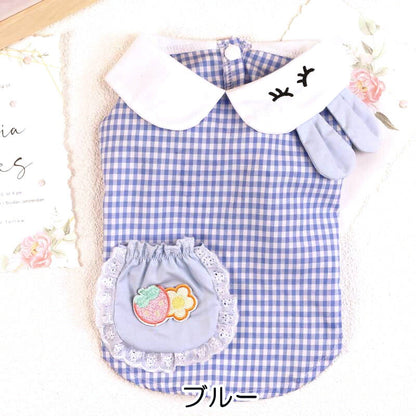 【犬 夏服 犬の服 春服用】うさちゃんポケットシャツ【ドッグウェア うさぎ チェック 襟付き 袖あり ドッグ ペット ダックス トイプードル チワワ タムベディかわいい パグ】[CN][GI]