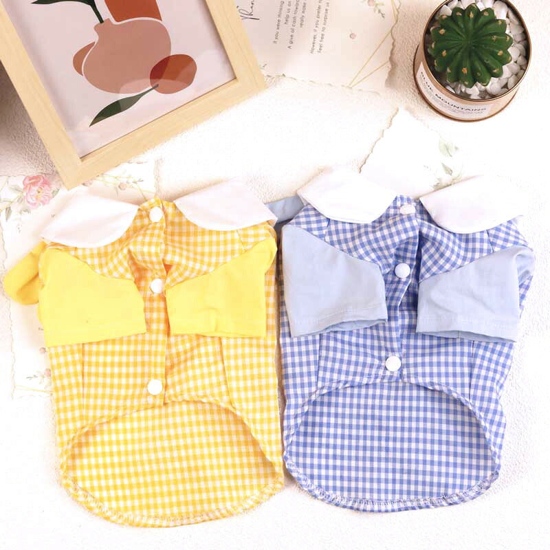 【犬 夏服 犬の服 春服用】うさちゃんポケットシャツ【ドッグウェア うさぎ チェック 襟付き 袖あり ドッグ ペット ダックス トイプードル チワワ タムベディかわいい パグ】[CN][GI]
